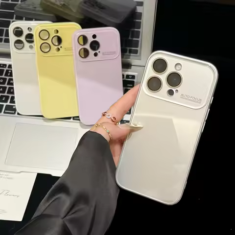 Luxury Glossy Tempered Glass Candy Phone Case For iPhone 17 16 15 14 13 12 11 Pro Max Shockproof Cry