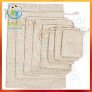 100PCS Burlap Drawstring Pouch Plain Linen Gift Bag Jute Storage organizer Pouch