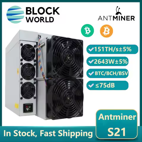 BTC Miner Antminer S21 151TH/s 2643W Bitcoin Miner Bitmain S21 With PSU Antminer BTC Mining Than Ant