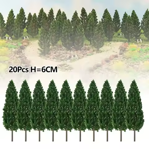 20pcs Model Trees 3D Landscape Artificial Miniature Pine Tree Layout Train Railway Model Trees Plast