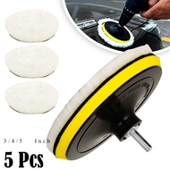 【CW】 5Pcs Universal Car Polish Pad 3/4/5 Inch Soft Wool Machine Waxing Polisher Car Body Polishing Discs Detailing Cleaning Goods