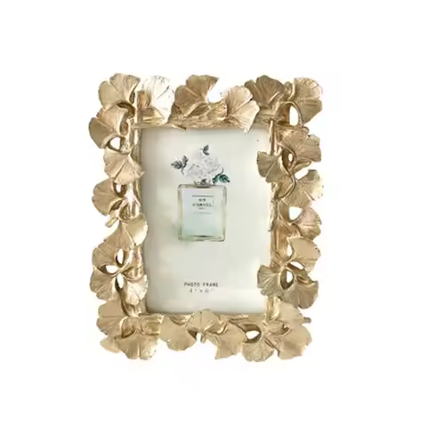 A01E-Retro Photo Frame Resin Photo Frame Ginkgo Leaf Decorative Photo Frame Bracket Bedroom Table Li