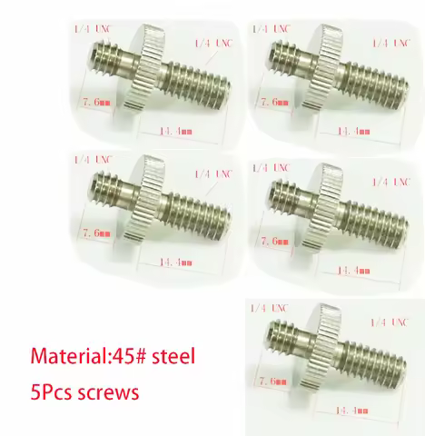 5 x long double 1/4" Male Threaded screw Adapter for Rod Support Rail System 5D2, 1/4-20 double male