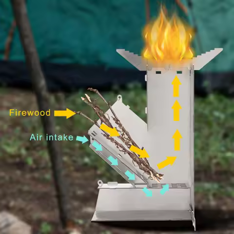 Wood Burning Stove Lightweight Foldable Camping Stove Collapsible Stainless Steel Rocket Stove Cooki