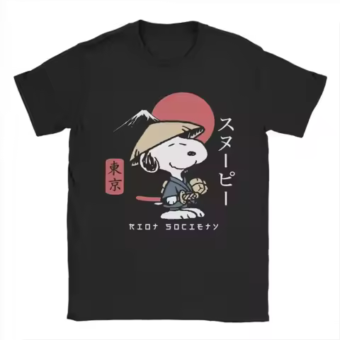 MINISO Men's & Women's Cartoon Snoopy Peanuts T-Shirt Cotton Printed T-Shirt Top Casual Fashion Men 