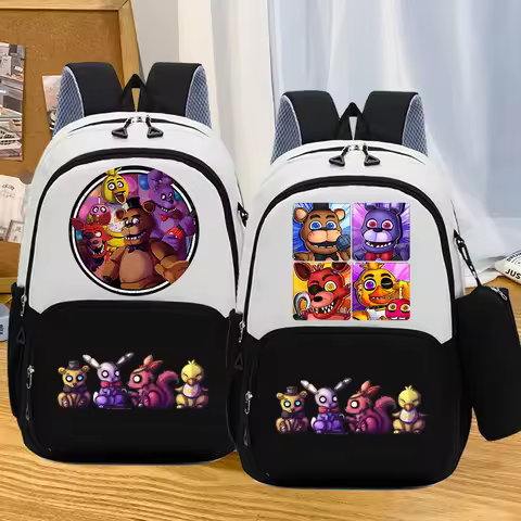 2pcs FNAF Large Capacity Schoolbag with Pencil Bag Five Nights At Freddy Cartoon Backpack Students B