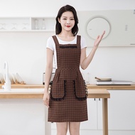 H type Fashion Pure cotton apron household kitchen with pocket Women appron epren zipper epron masak