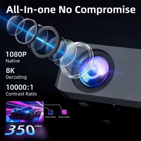 XNANO 8K Auto Focus Projector 1080P Native 350ANSI Android 9 Wifi & Wireless 5.0 Voice Outdoor Movie