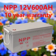 NPP 12V 600AH Deep Cycle AGM Battery Solar เหมาะห้องอัดเสียง ไฟนิ่ง ป้องกันฮัม 10 ปีประกัน ส่งไทย