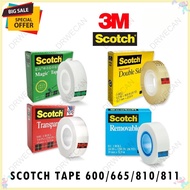 3M Scotch Tape Magic Transparent Double Sided 3M 810/811/600/665 Refill 19mm x 32.9m