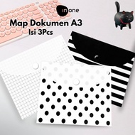 Inone A3 Size Button Folder Contains 3 pcs Motifs / File storage Folder