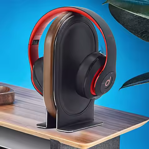 ECHOME Wooden Headphone Stand Custom Universal Black Walnut Earphones Display Support Solid Wood Hea