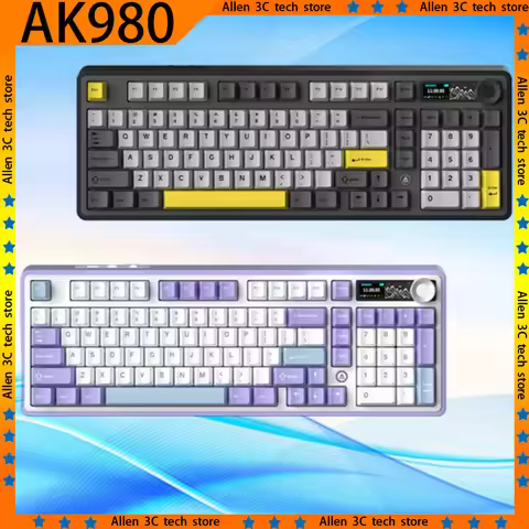 Original AJAZZ AK980 Mechanical Keyboard Wireless Tri-mode Bluetooth Hot Swap RGB Custom Laptop Game