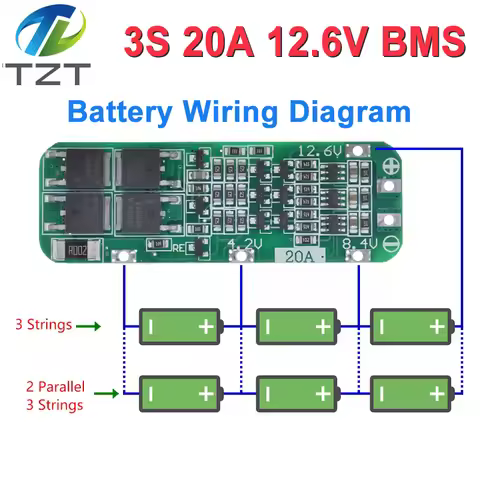 DIYTZT 1/3/5PCS 3S 20A Li-ion Lithium Battery 18650 charger PCB BMS protection board 12.6V cell 59x2