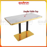 SHOPIPI Cafe Table Acrylic Restaurant Dining Table Luxury Set Cafe Gold Table Coffee Table Meja Maka