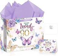 Allparty 90th Birthday Gift Bag with Card Wrapping Paper Envelope Sticker