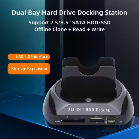 New USB 2.0 to IDE SATA Hard Drive Docking Station All-in-One Docking Station Dual Bracket 2.5-inch 
