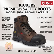 Kickers Men's Premium Leather Safety Boots Model 3066 - Waterproof ESD Composite Toe Work Shoes (UK 