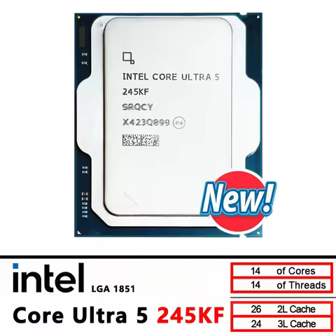 Ultra 5 245KF Intel Core Ultra 5 245KF CPU processor 3.6GHz 14 cores 14 threads LGA 1851 New but wit
