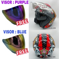 KYT Helmet NFJ CASCO TIGRA Tiger Harimau Open Face Double Visor Blue Rainbow Y16 MT15 RSX150 Y15 RSX ADV Harimau Tiger