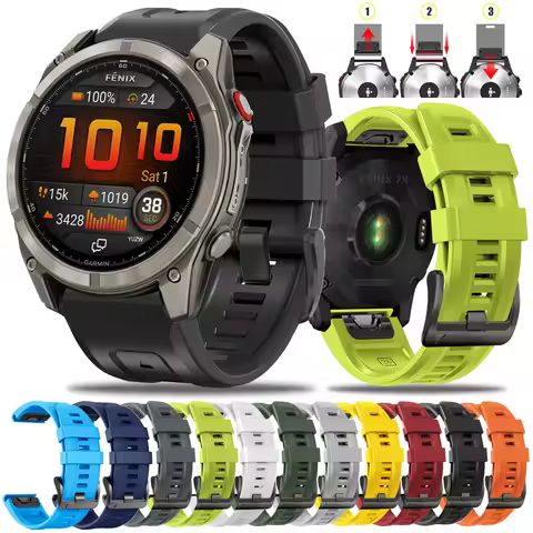 22/26mm Qucik-release Silicone Watch Band for Garmin Fenix 8 Pro E 7 7X Offical Strap for Garmin Tac