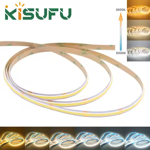 8mm PCB CCT COB LED Strip Light DC24V 576LEDs/M 2700K to 6500K Color-Changing RA90 Dimmable Linear L
