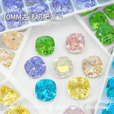 K9 Crystal 10mm Fat Square diamonds Multiple Facets Pointed bottomed Gems Used for earrings necklace
