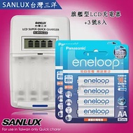 三洋旗艦型充電器+新款彩版 國際牌 eneloop 低自放3號2000mAh充電電池(8顆入)