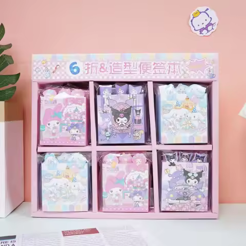 12pcs/lot Sanrio Kuromi Melody Cinnamoroll 6 Folding Memo Pad Cute N Times Stationery Label Notepad 