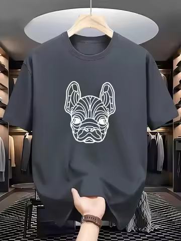 Ein kurzärmeliges Herren-T-Shirt mit Rundhalsausschnitt, ausgestattet mit einer Mischung aus weichem