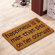 Happiness is A Mat That Sits On Her Doorway Doormat Funny Welcome Mat Front Door Mat Rubber Non Slip