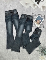 Quần jean nữ ống loe 2n trơn basic không kén dáng có 4 màu chât mềm co gĩan 40-75kg