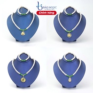 Natural pearl necklace, gift for mother and grandmother with stone face meaning Peace and Fortune