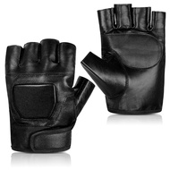Genuine Leather Cycling Fingerless Gloves, Outdoor Driving Motorcycle Sport Half Finger Glove for Me