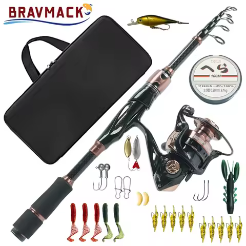 BRAVMACK 2.1 Meter Lightweight Telescopic Fishing Set | MT3000 Reel, Full Tackle Accessories and Car