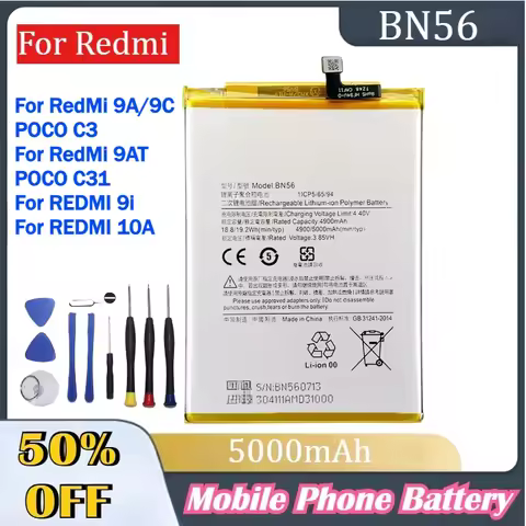 BN56 5000mAh Phone Battery For Redmi 9A/9C POCO C3 for RedMi 9AT POCO C31 for REDMI 9i 10A Replaceme