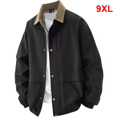9XL 8XL Plus Size Jacket Coat Men Spring Autumn Turndown Collar Jacket Fashion Casual Coat Male Big 