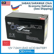 Flying 12V 7Ah Rechargeable SLA battery Auto Gate Alarm UPS Solar Battery FP1270  [Bateri Boleh dica