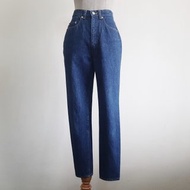 25 腰復古切羅基藍色錐形牛仔褲女式高腰修身牛仔褲