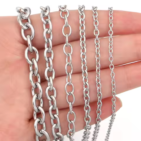 5 Yards/Lot 3 4 5 6 8mm Stainless Steel Chains DIY Necklace Bracelet O Link Chain Bulk Link Chains f