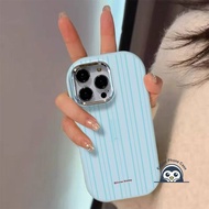 Ins Style Blue Stripes Phone Case For Xiaomi Poco C65 C55 C51 C50 C31 Civi 4 Pro 3 2 1S Redmi Note 1