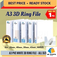 A3 3D WHITE PVC RING FILE-ALL SIZE/ 3D RING/A3 File / Ring File /FILE PUTIH/A3