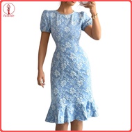 fulaide Women Dress Dry Dress Summer Floral Bodycon Midi Dress for Women Short Sleeve Ruffle Mermaid