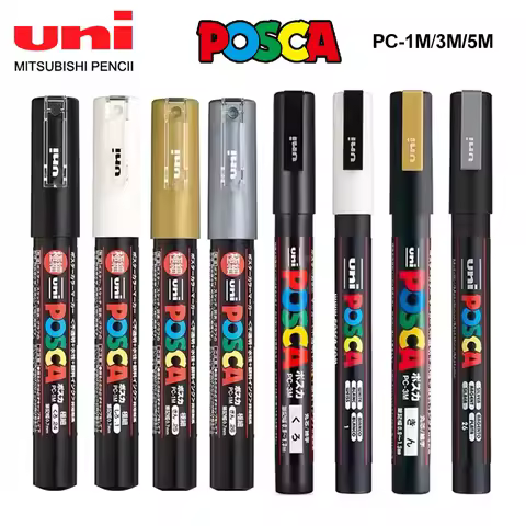 1pcs Japan UNI POSCA Marker Pen PC-1M/3M/5M POP Poster Graffiti Permanent Acrylic Marker White Black