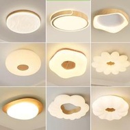 臥室燈日式復古侘寂風木紋吸頂燈鵝卵石簡約現代陽台主臥燈具