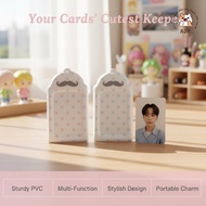[ADP] Polka Dot Mustache Print Card Holder Lovely PVC 3 Inch Kpop Photocard Meal Card Case as Gift f