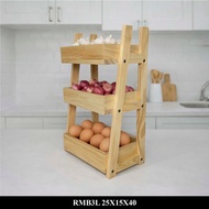 RMB3L 25X15X40 3-Level Pine Wood Spice Table Rack Aesthetic Functional Interior Accessories Storage