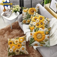 TOPSTORED 1pc/4pcs Linen Pillowcase, Plush 45 x 45 Square Pillow Cover,  Breathable  Sunflowers Flow