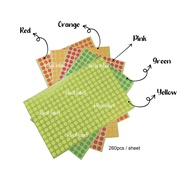 Round 8mm Fluorescent stickers / Stiker bulat / Dot label - 10 sheets