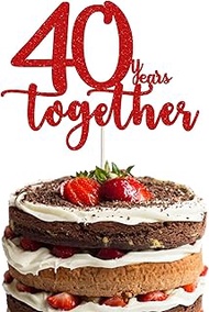 40th Anniversary Decorations, 40 years together cake topper, happy 40th Anniversary Cake Toppers,Red